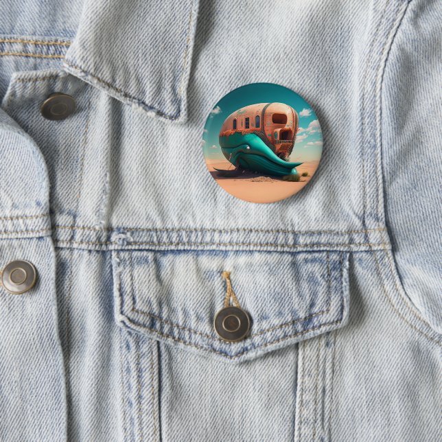 Badge Rond 5 Cm Desert whale house (En situation)