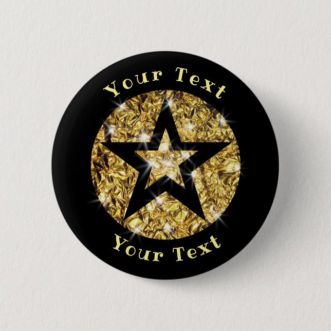 Badge Rond 5 Cm Design Bling Star (Devant)