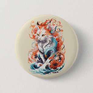 Badge Rond 5 Cm Design Chat Cute Dans Le Style Traditionnel Néo