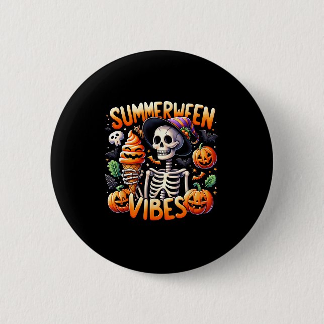 Badge Rond 5 Cm Design crâne - Grande Halloween (Devant)