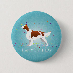 Badge Rond 5 Cm Design d'anniversaire irlandais rouge et blanc
