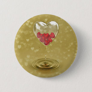 Badge Rond 5 Cm Design de coeur en verre romantique