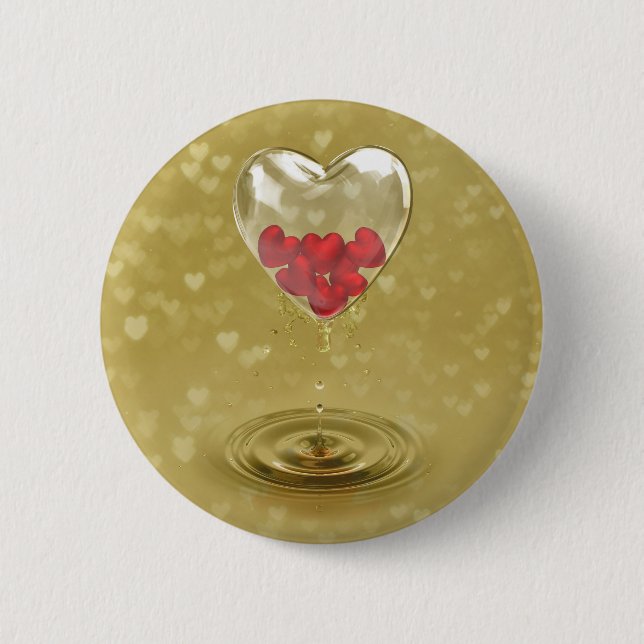 Badge Rond 5 Cm Design de coeur en verre romantique (Devant)