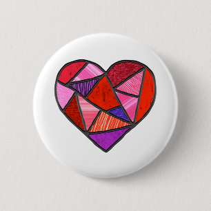 Badge Rond 5 Cm Design de coeur en verre tendu mosaïque attrape-so