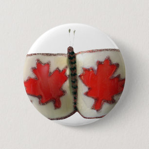 Badge Rond 5 Cm Design de papillon du drapeau canadien