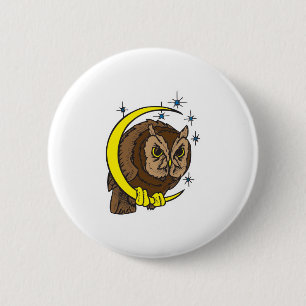 Badge Rond 5 Cm Design de tatouage de hibou et de lune