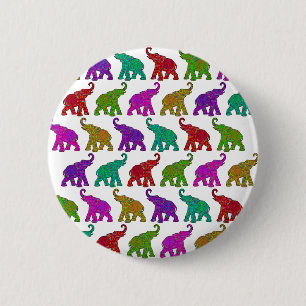 Badge Rond 5 Cm Design de tuiles motifs Elephant Walk