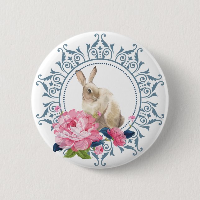Badge Rond 5 Cm Design élégant de lapin de Pâques (Devant)