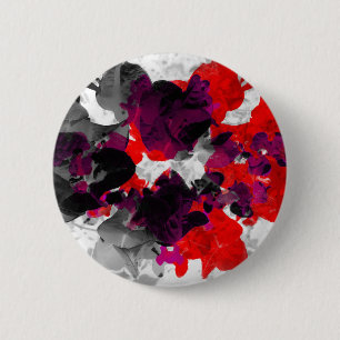 Badge Rond 5 Cm Design floral Abstrait - rouge et violet sur blanc