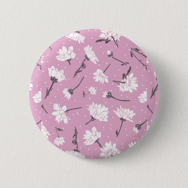 Badge Rond 5 Cm Design Floral Rose - Art Fleur Élégant (Devant)