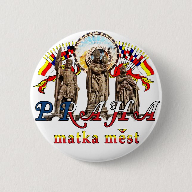 Badge Rond 5 Cm Design graphique à thème Prague (Devant)