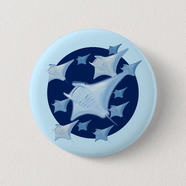 Badge Rond 5 Cm Design graphique Manta Ray Lover (Devant)