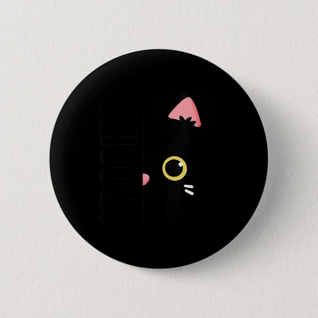 Badge Rond 5 Cm Design Halloween Chat Noir Mignon Épouvantable pou (Devant)