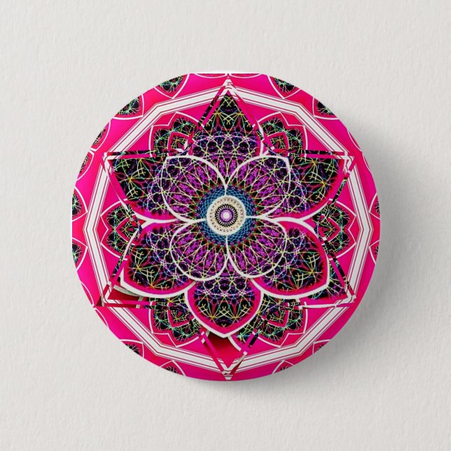 Badge Rond 5 Cm Design Mandala (Devant)