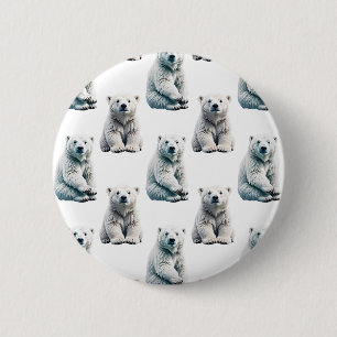 Badge Rond 5 Cm Design Motif animal de l'ours polaire