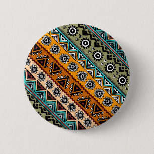 Badge Rond 5 Cm Design motif aztèque coloré