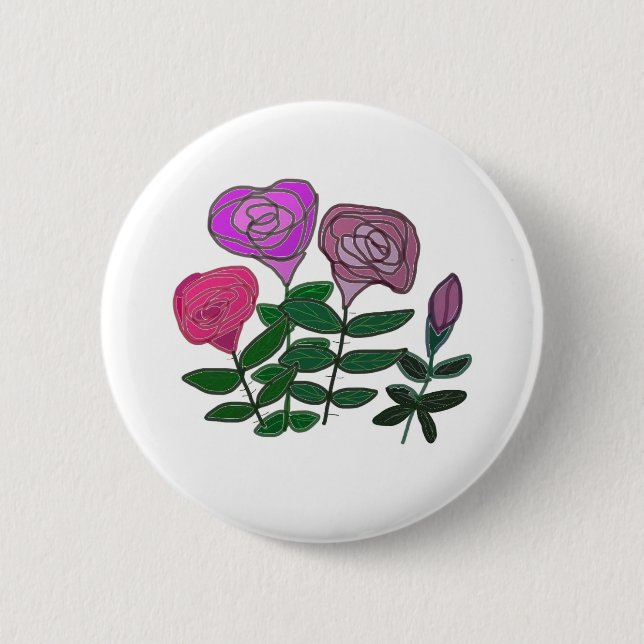 Badge Rond 5 Cm Design Rose coloré (Devant)