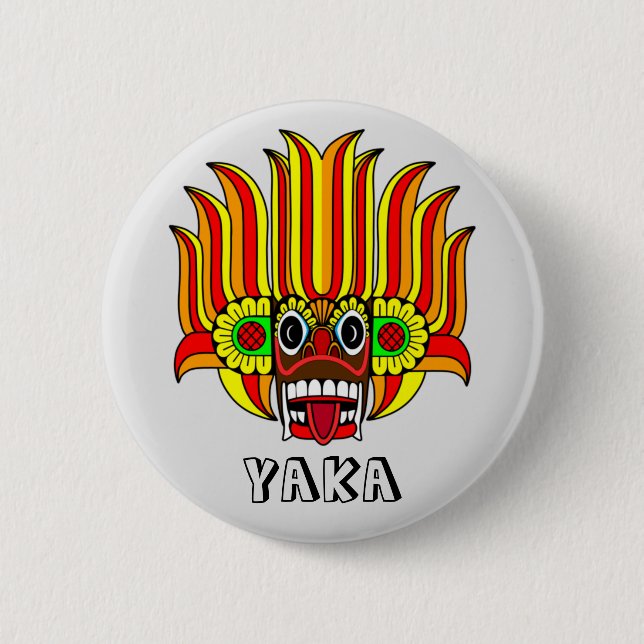 Badge Rond 5 Cm Design Yaka (diable du Sri Lanka) (Devant)