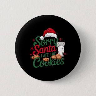 Badge Rond 5 Cm Désolé Père Noël j'ai mangé les cookies sale mange