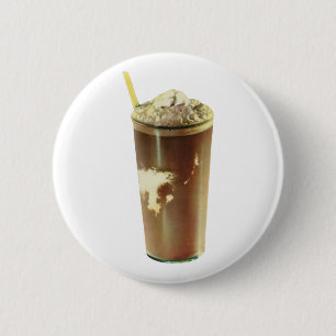 Badge Rond 5 Cm Dessert vintage, Shake au chocolat et crème écaill