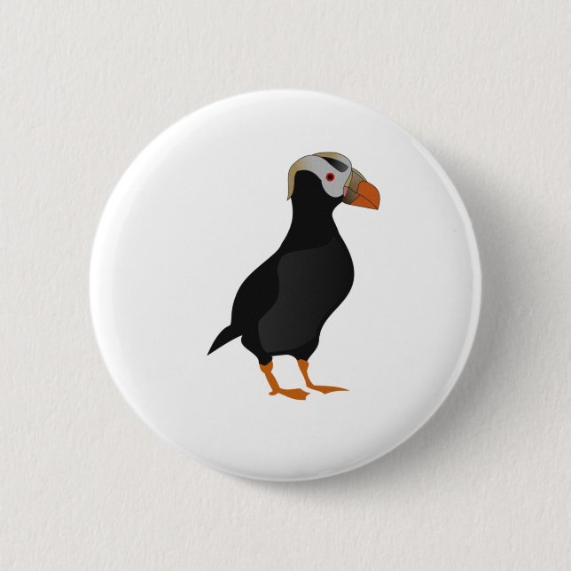 Badge Rond 5 Cm Dessin à carreaux de puffin dressé (Devant)