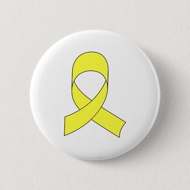 Badge Rond 5 Cm Dessin à ruban jaune (Devant)