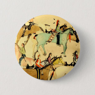 Badge Rond 5 Cm Dessin americana occidental d'art populaire de