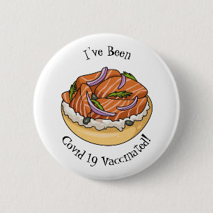 Badge Rond 5 Cm dessin animé de bagel saumon