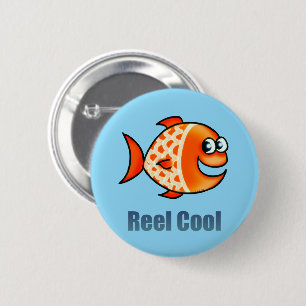 Badge Rond 5 Cm Dessin animé de poisson drôle jeu de mots océan