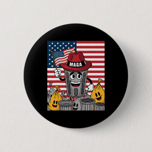 Badge Rond 5 Cm Dessin animé de poubelle fier mégapoubelle partisa