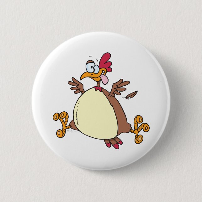 Badge Rond 5 Cm dessin animé de poule folle (Devant)