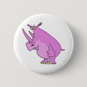 Badge Rond 5 Cm dessin animé de rhinocéros de rhinocéros rose et i