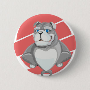 Badge Rond 5 Cm Dessin Animé Drôle de Bouledogue