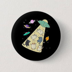 Badge Rond 5 Cm Dessin animé drôle de chats de l'espace d'enlèveme
