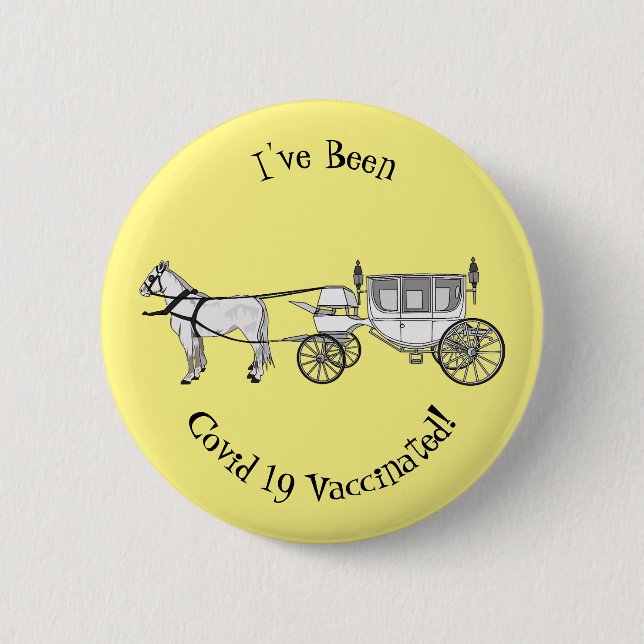 Badge Rond 5 Cm dessin animé mariage cheval & calèche (Devant)