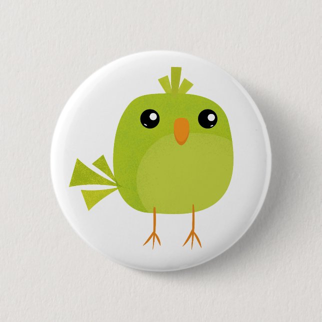 Badge Rond 5 Cm Dessin Animé Oiseau Vert (Devant)