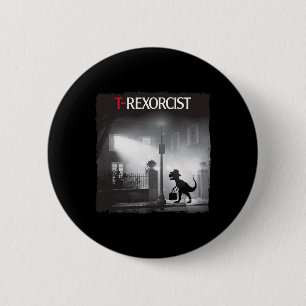 Badge Rond 5 Cm Dessin animé T-rex Horreur Parodie Dinosaure Hallo