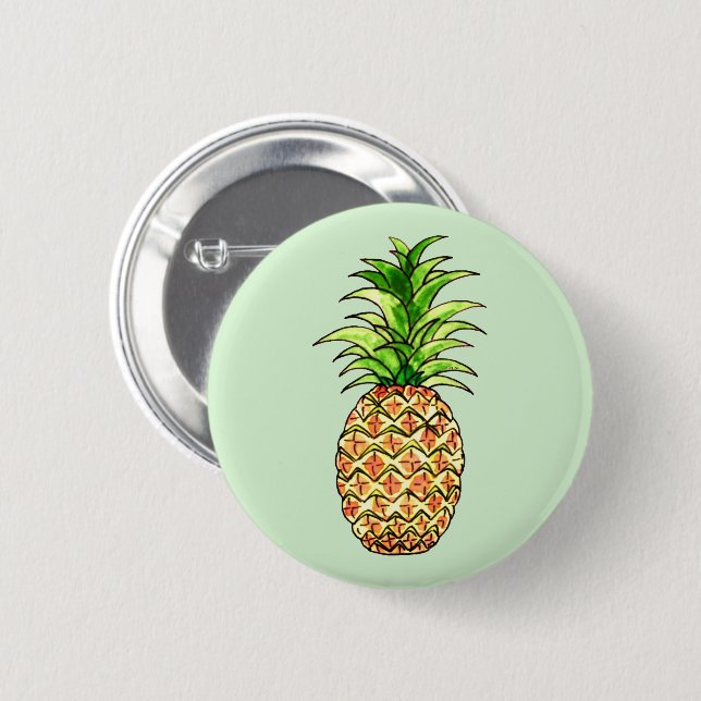 Badge Rond 5 Cm dessin d'ananas aquarelle (Devant & derrière)