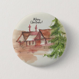 Badge Rond 5 Cm Dessin d'aquarelle original