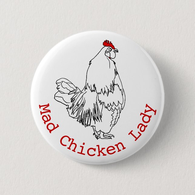 Badge Rond 5 Cm Dessin d'art du coq de ferme de la dame de poulet  (Devant)