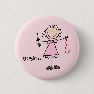 Badge Rond 5 Cm Dessin de bâton de couturière