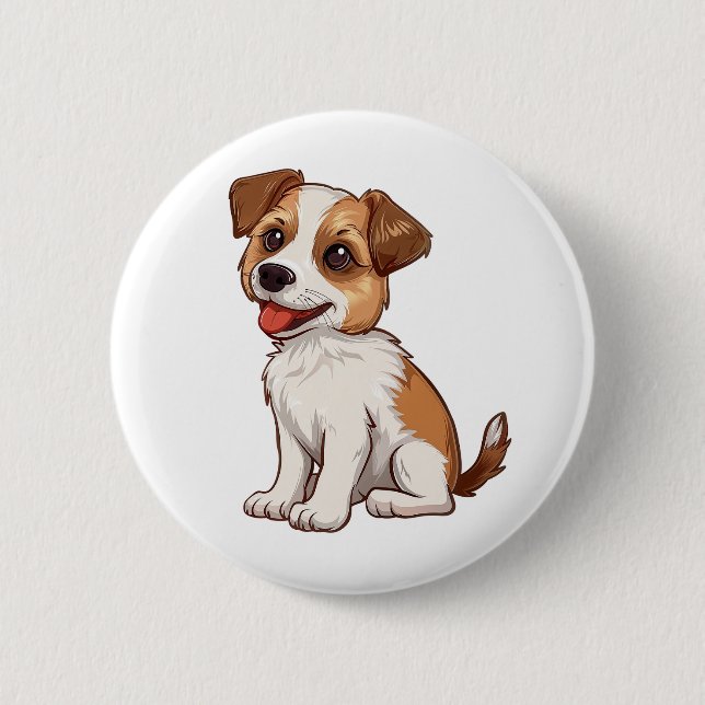 Badge Rond 5 Cm Dessin de chien animé (Devant)