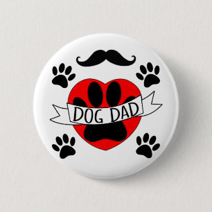 Badge Rond 5 Cm Dessin De Chien Papa Paw Et Red Heart