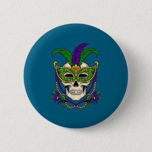 Badge Rond 5 Cm Dessin de crâne de sucre de costume de Mardi Gras