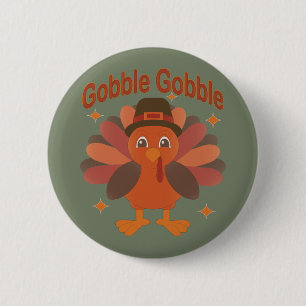 Badge Rond 5 Cm Dessin de dinde de Thanksgiving mignon – “Gloussem