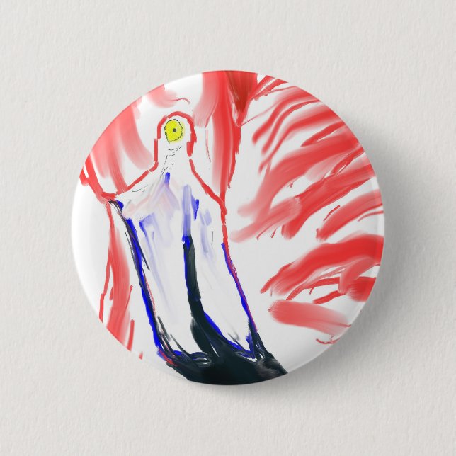 Badge Rond 5 Cm Dessin de Flamingoe de rose de peinture à l'huile (Devant)