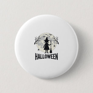 Badge Rond 5 Cm Dessin de gravure vintage de sorcière de Halloween