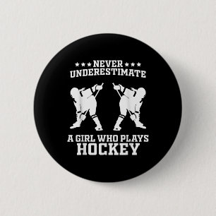 Badge Rond 5 Cm Dessin de hockey drôle pour filles femmes hockey s