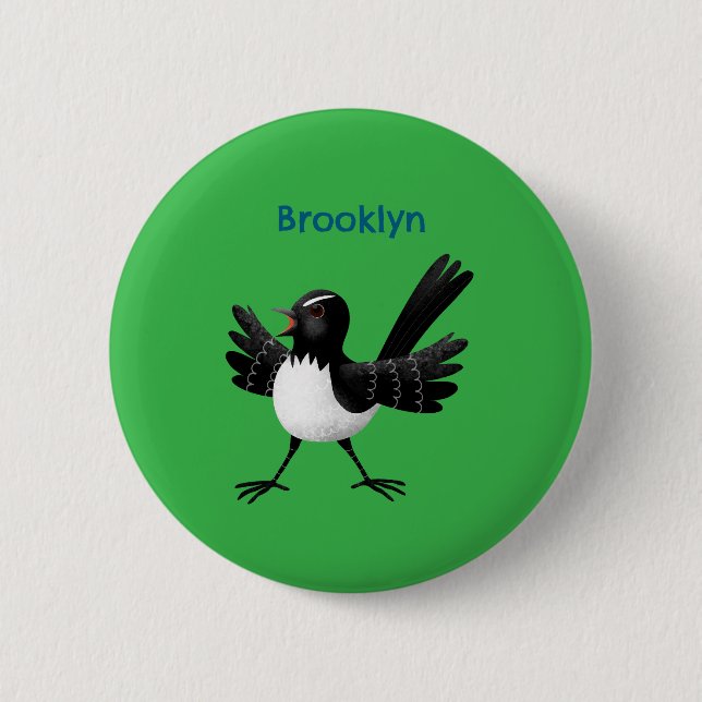 Badge Rond 5 Cm Dessin de l'Australien Willie Wagtail (Devant)