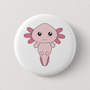 Badge Rond 5 Cm Dessin De L'Axolotl Rose Cool